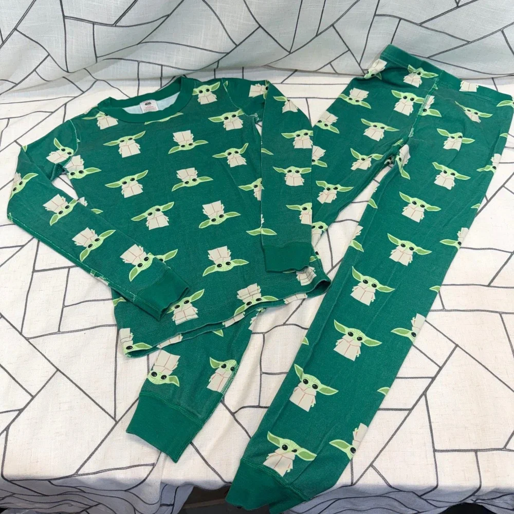 Hanna Andersson Star Wars Grogu Baby Yoda Pajamas Organic Cotton Green Set US 10